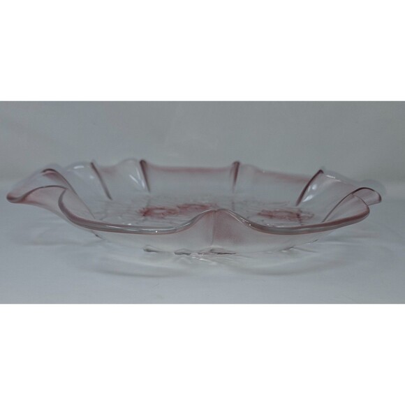 MIKASA Rosella Round Serving Platter 12" Walther Crystal Pink Rose Ruffled - Picture 7 of 14